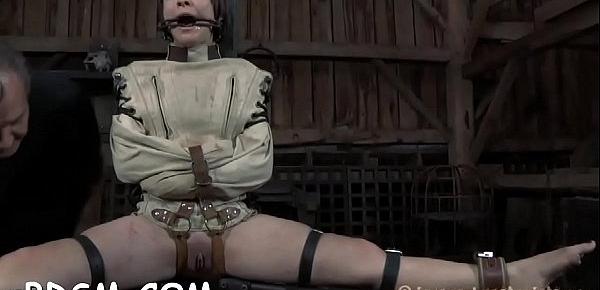  Restrained serf receives lusty torture for her naughty vagina